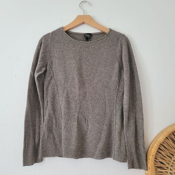 Eileen Fisher Silk Top Textured S Neutral Gray - Picture 1 of 6